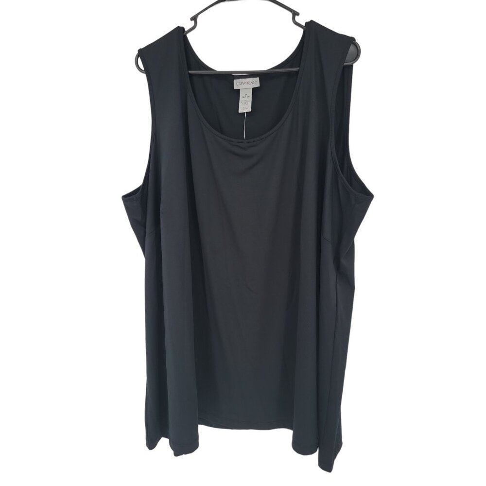 Catherines Size 4X Womens Top Black Sleeveless Knit Blouse NWT